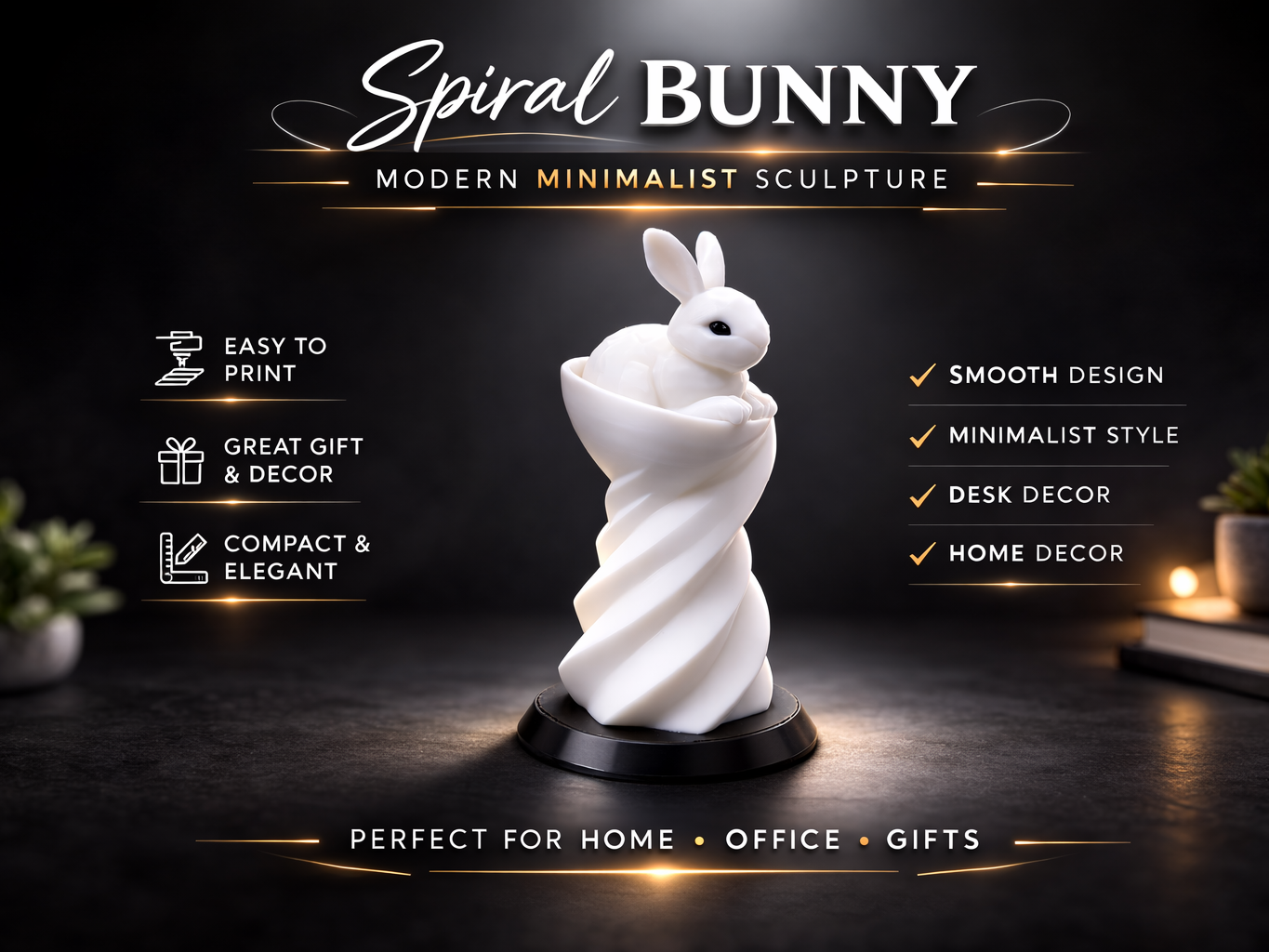 Spiral Bunny – Modern Minimalist Sculpture