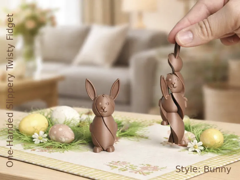 One-Handed Slippery Twisty Fidget, Easter Bunny