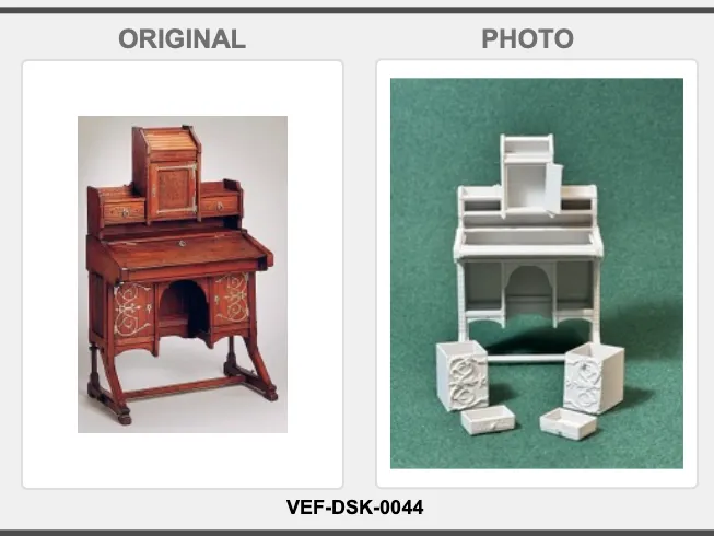 Gothic Revival Desk: VEF-DSK-0044 1:12 Dollhouse