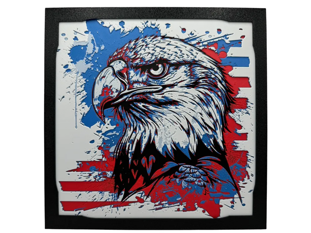 Eagle with the American Flag - July 4th Hueforge