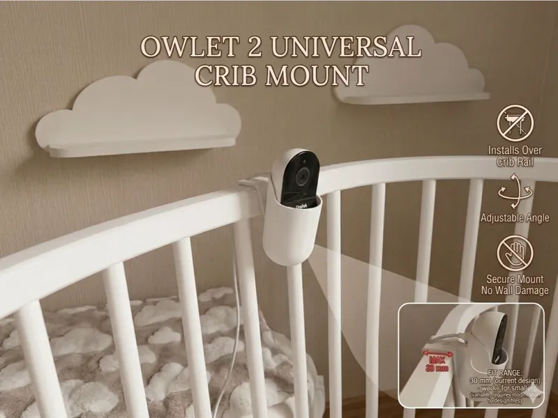 Owlet2 Universal Crib Mount(Easy & Adjustable Fit)
