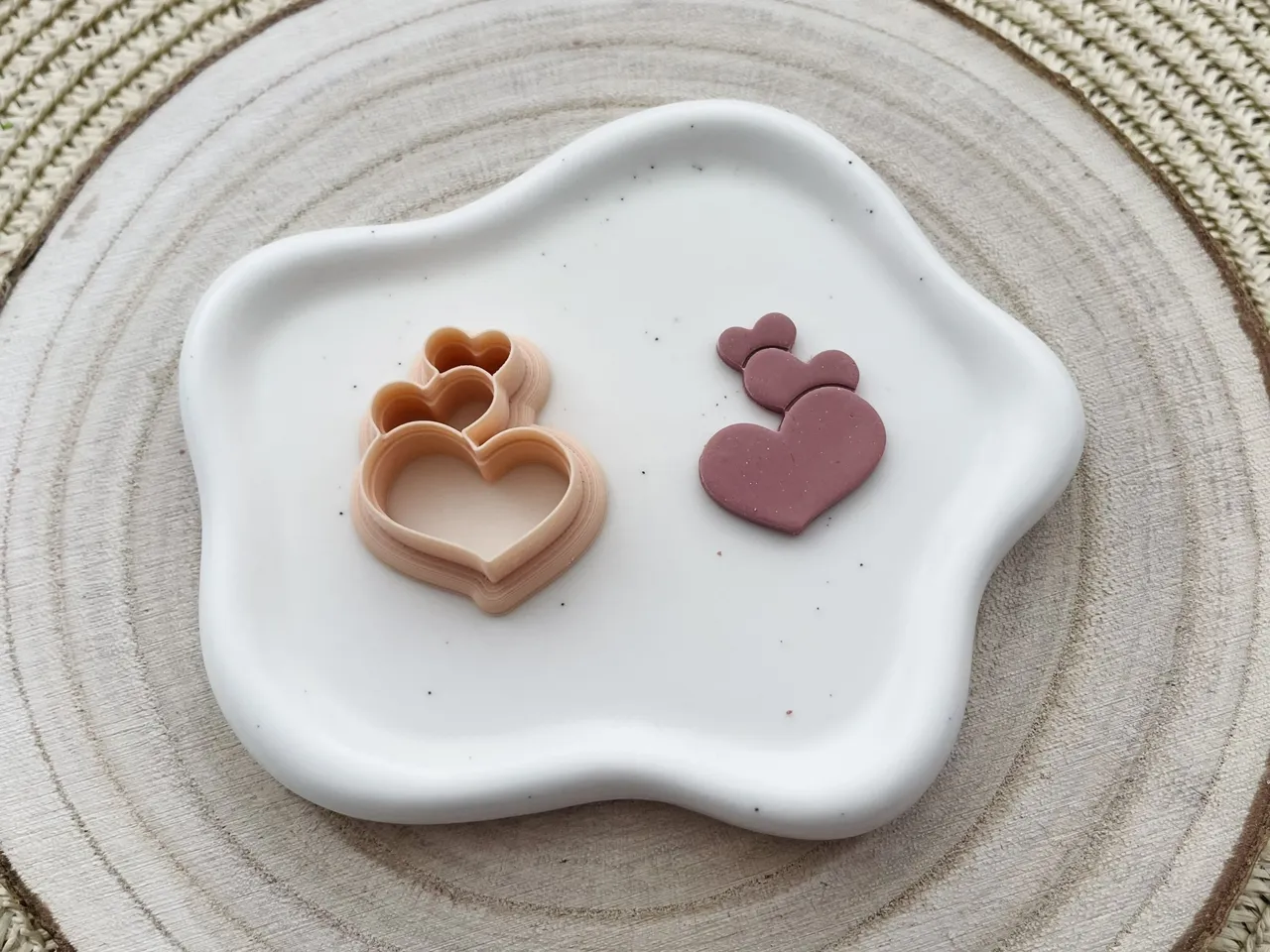 Three Hearts Polymer Clay Earrings Cutter view 3