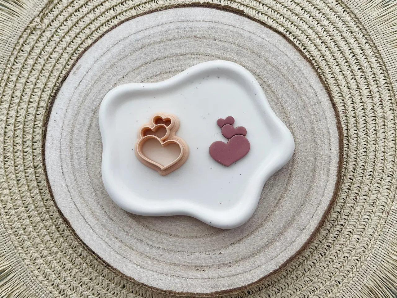 Three Hearts Polymer Clay Earrings Cutter view 2