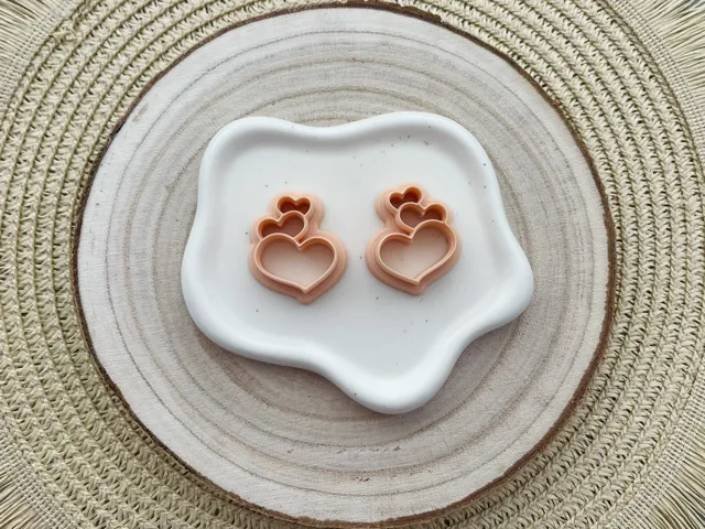 Three Hearts Polymer Clay Earrings Cutter