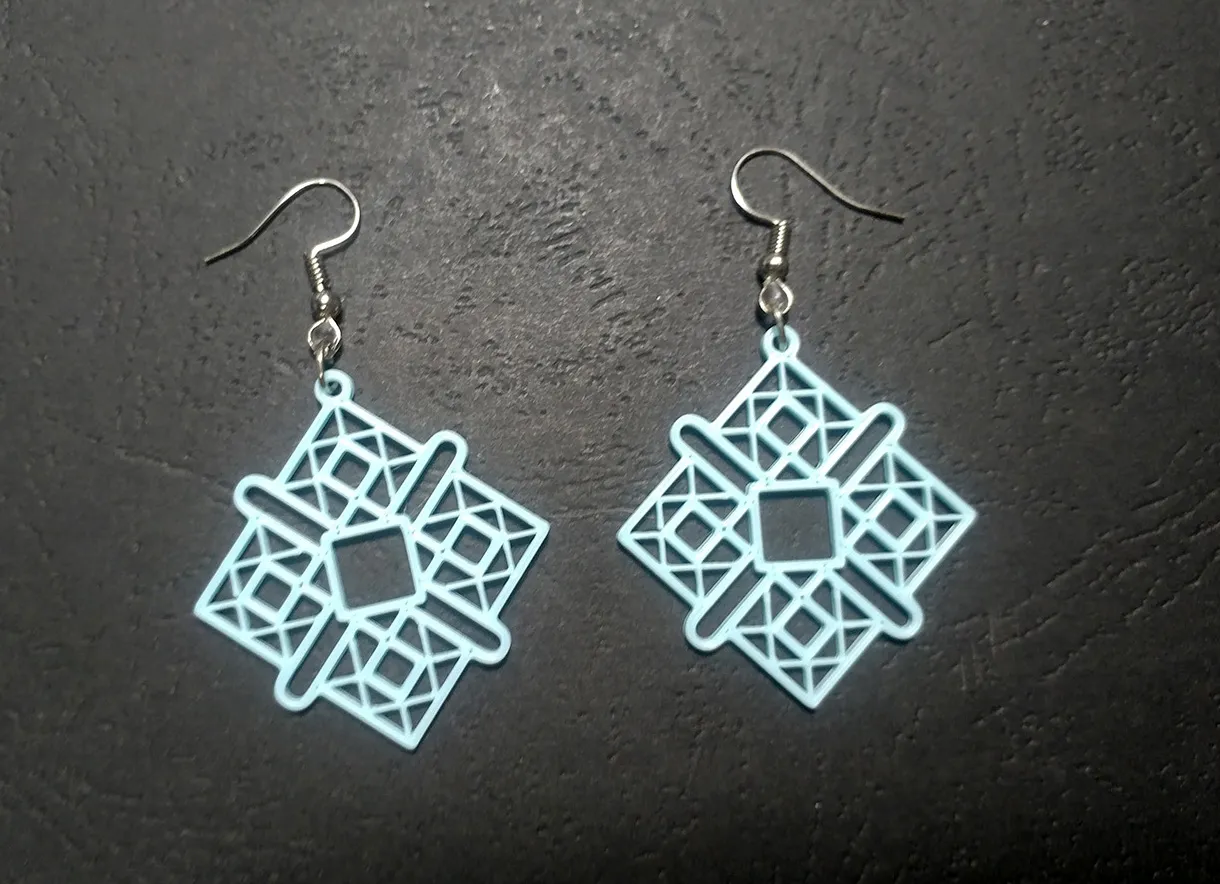Linked Squares Earrings view 2