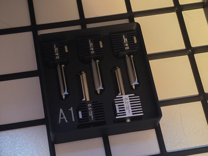 Nozzle A1 gridfinity bins, 5 and 2 hotends. 