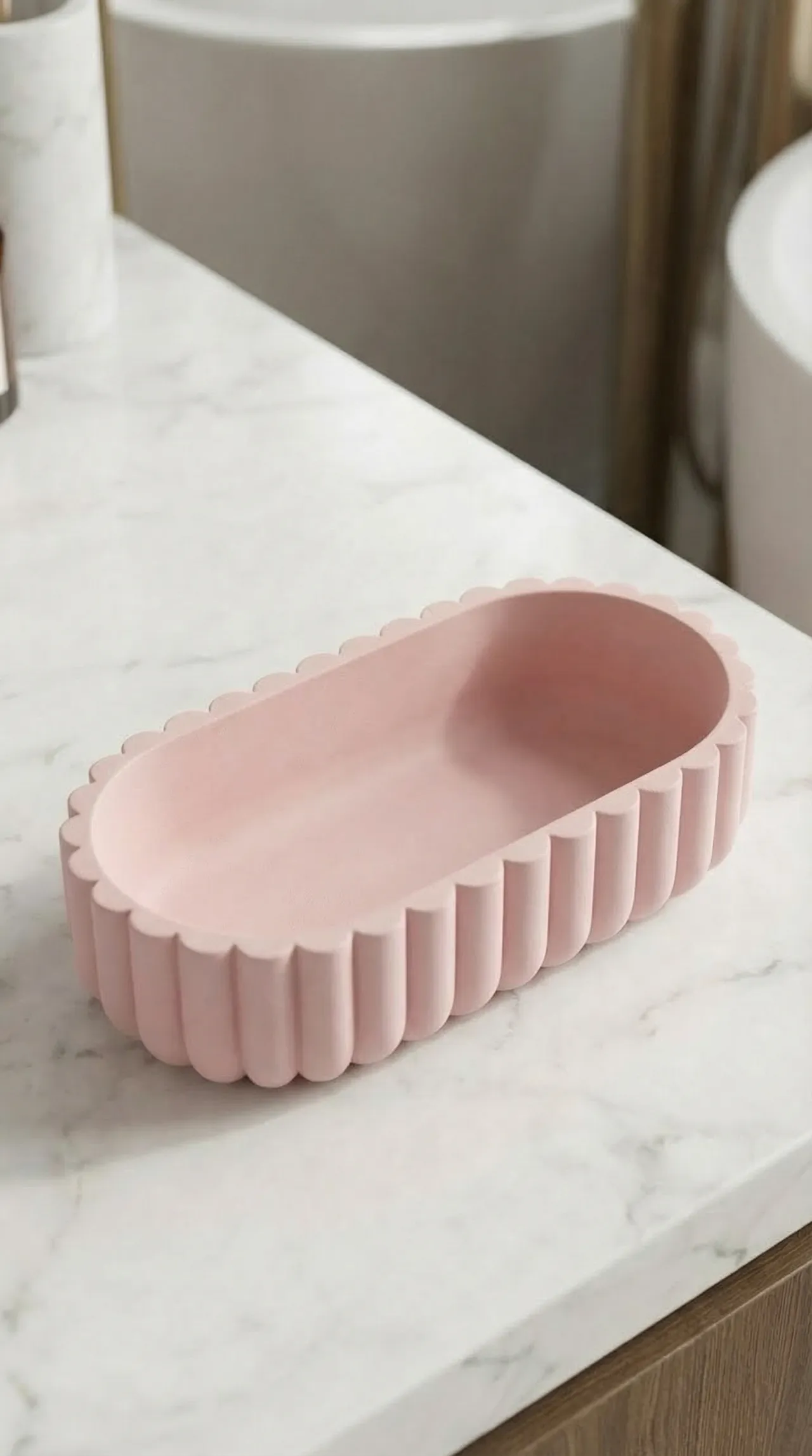 Scalloped Oval Vanity Tray - Minimalist Decor view 2
