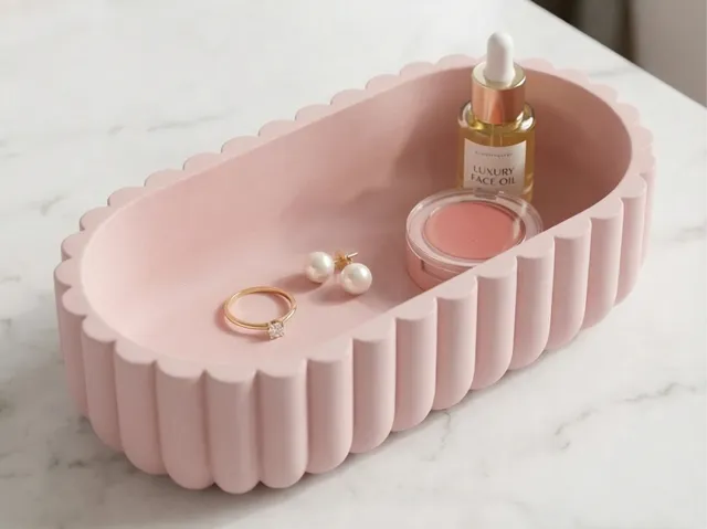 Scalloped Oval Vanity Tray - Minimalist Decor