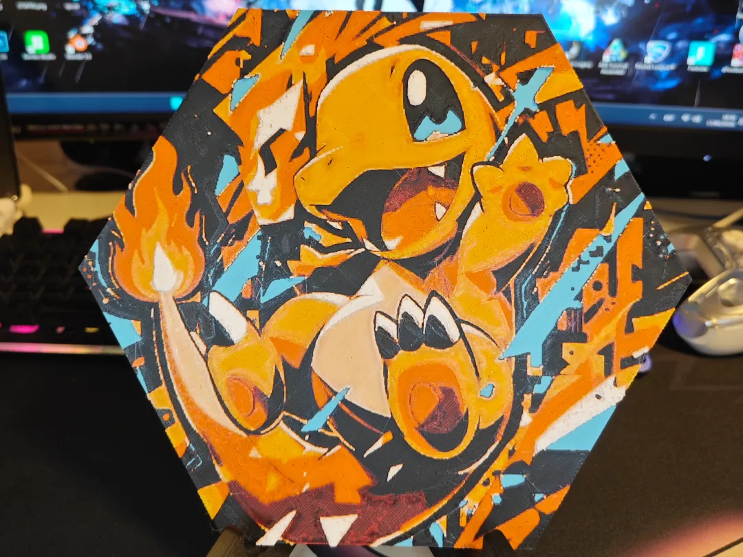 Hueforge Charmander Pokemon honeycomb mode - Free 3D Print Model ...
