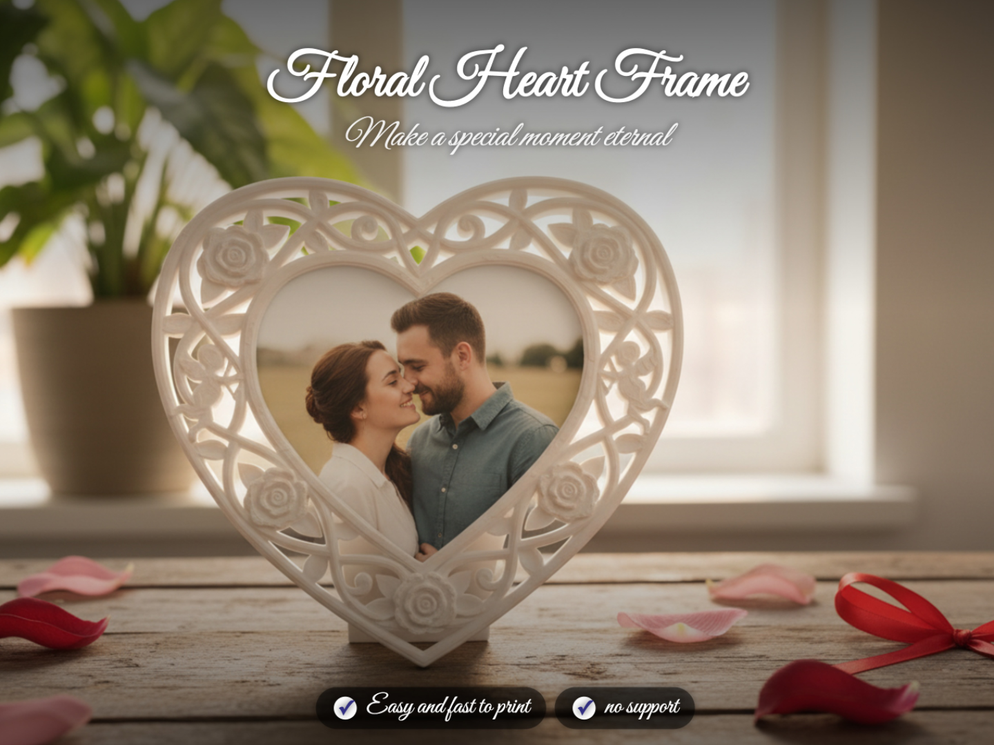 Floral Heart Frame for Valentine's Day