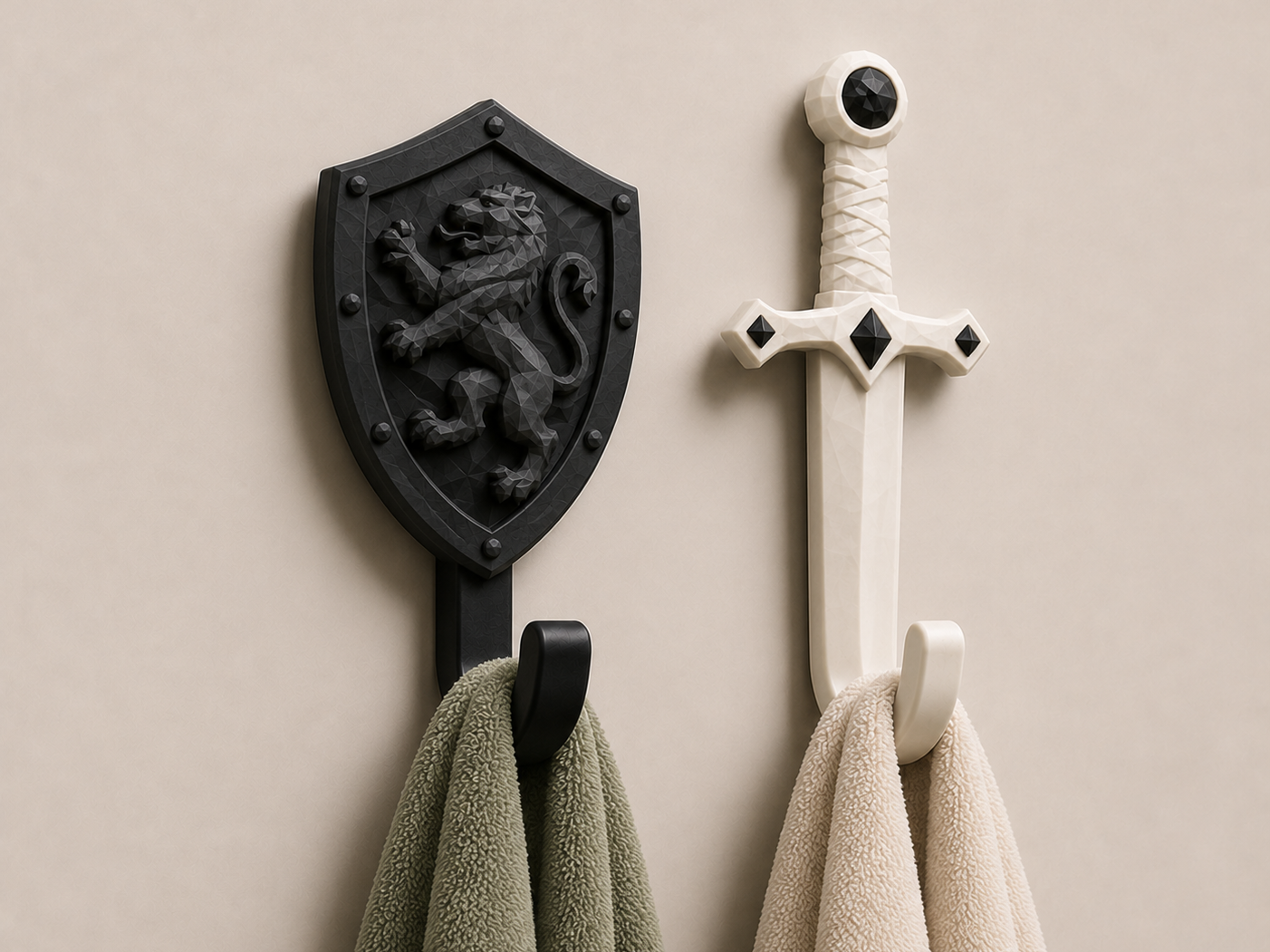 Medieval Shield & Sword Wall Hook Set
