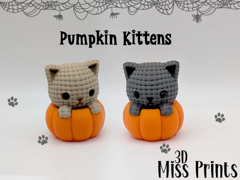 Little Knitted Pumpkin Kittens