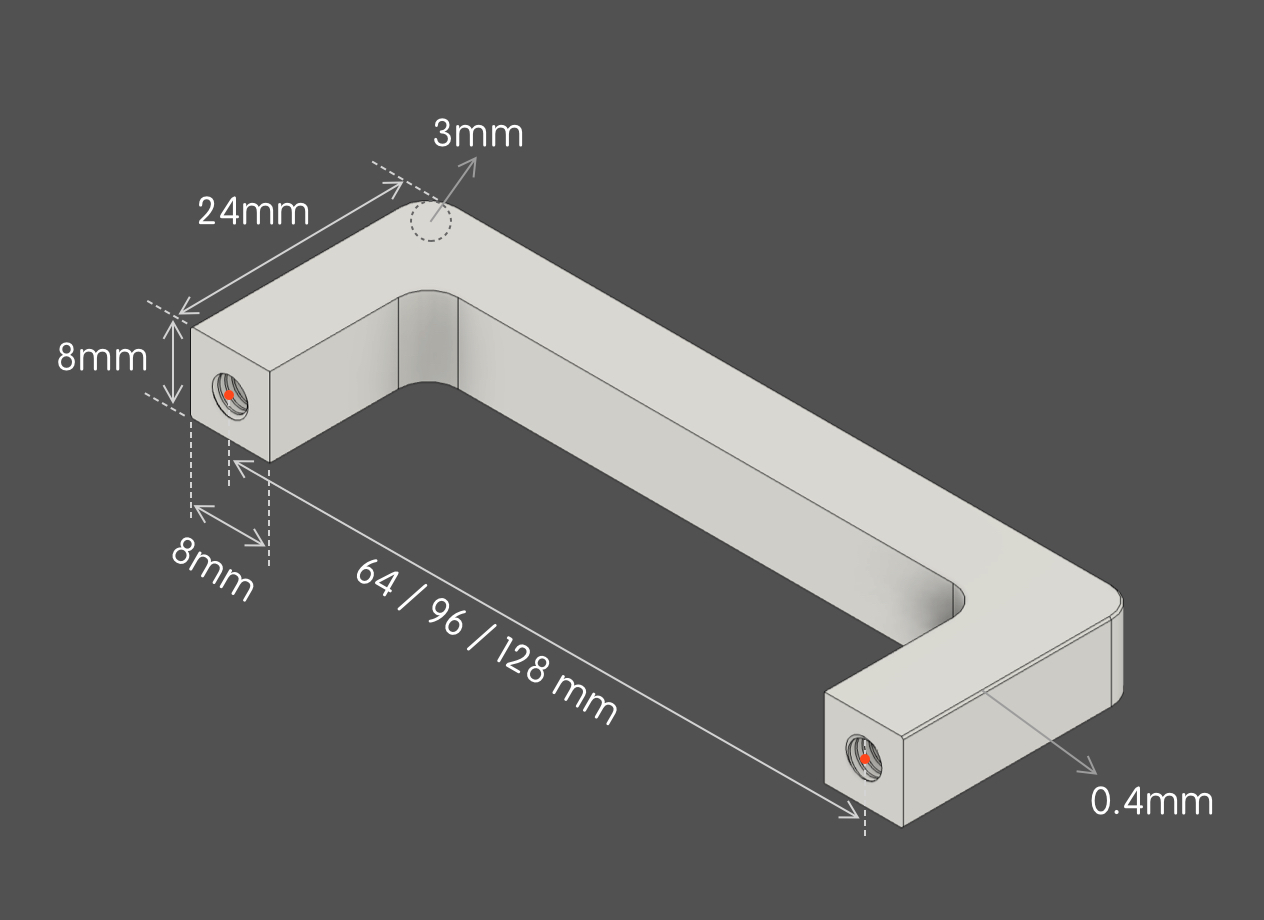 Miniatura 1 do modelo 3D 参数化可定制尺寸的门把手
