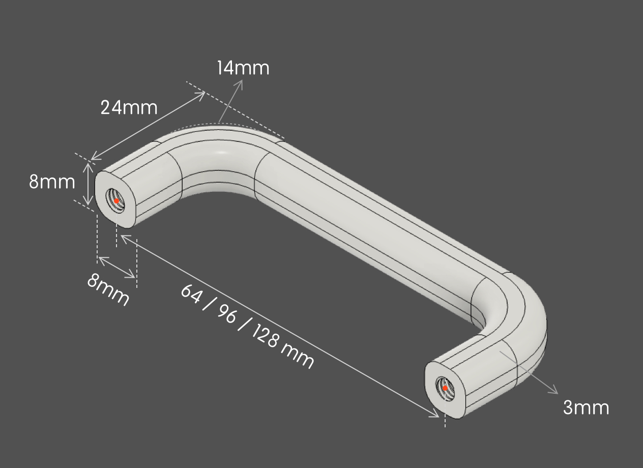 Miniatura 2 do modelo 3D 参数化可定制尺寸的门把手
