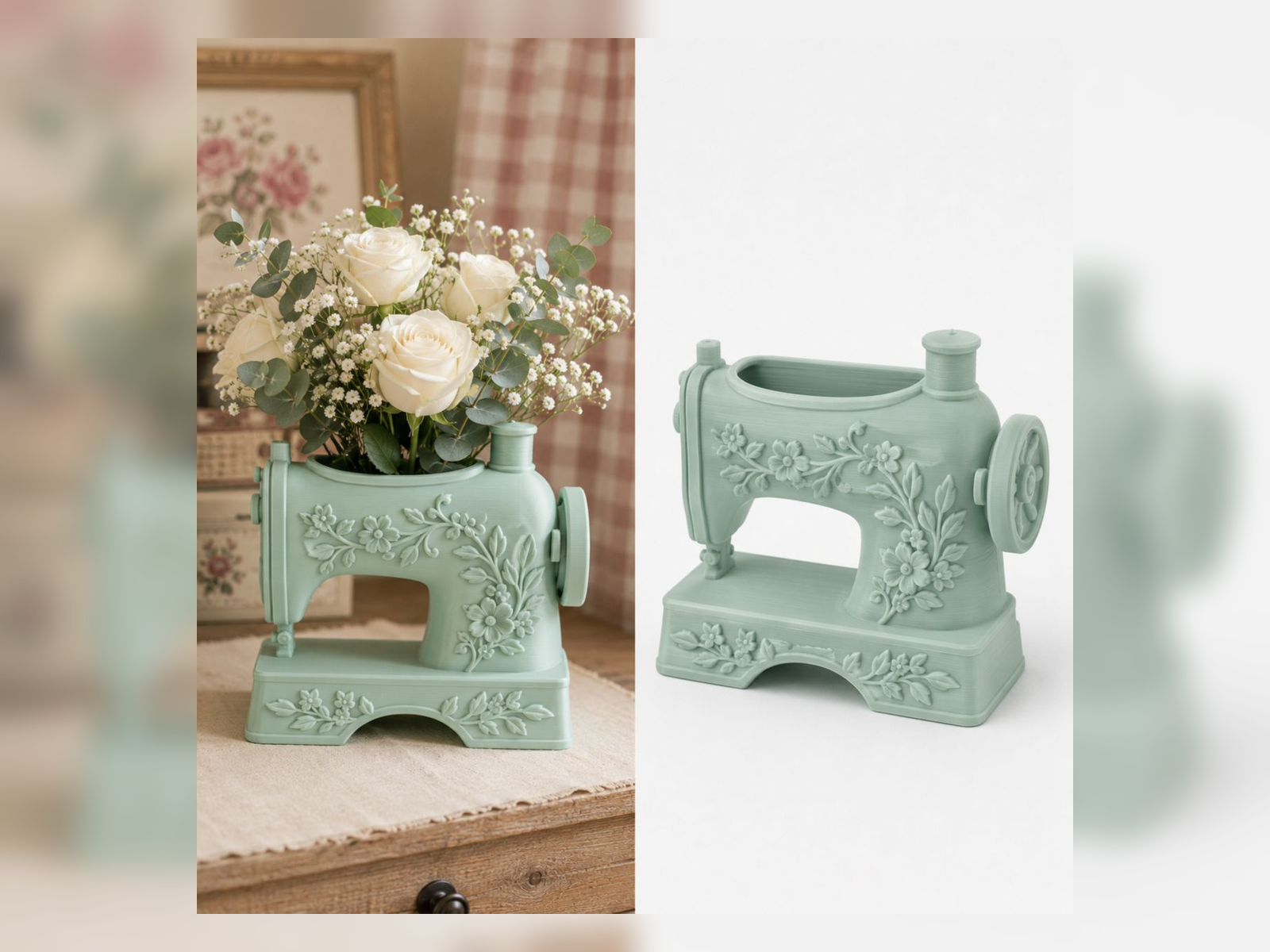 Mint Sewing Machine Vase