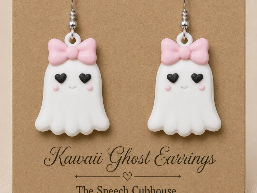 Adorno temático: Kawaii Ghost Earring. Referencia del modelo original.