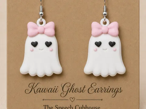 Adorno temático: Kawaii Ghost Earring — referencia de MakerWorld