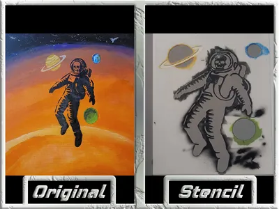 Astronaut in Space Stencil