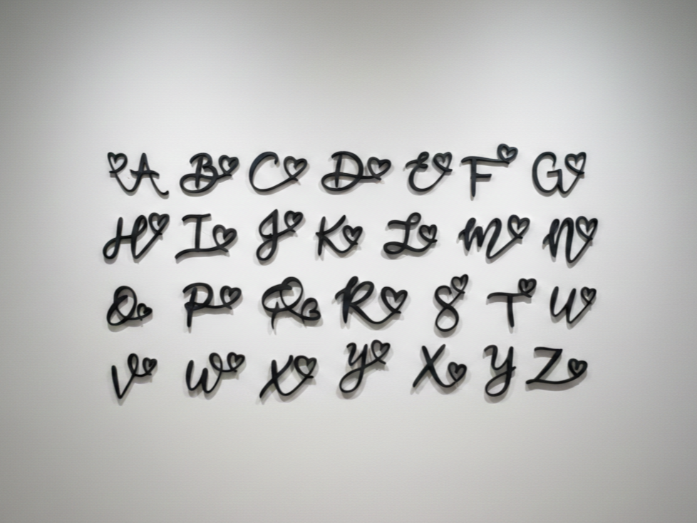 Letras del alfabeto Heart-Script Collection