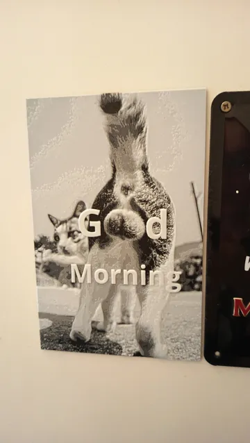 Cuadro decorativo en 3D: Good Morning Fun Cat Hueforge — vista de referencia 3