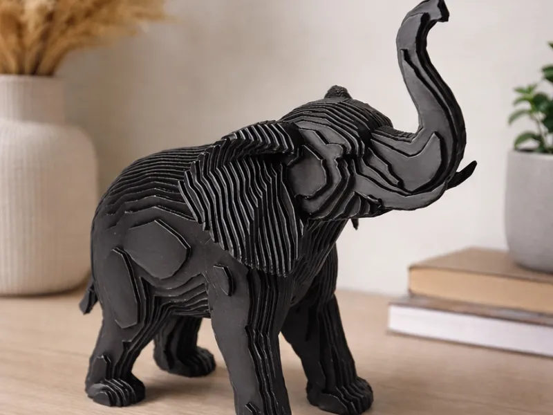 Decorative elephant figurine – layered sculpture