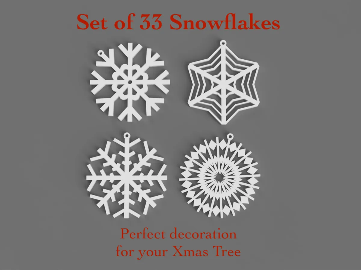 Lot de 33 flocons décoratifs