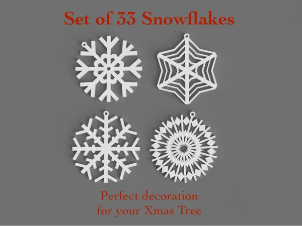 Lot de 33 flocons décoratifs