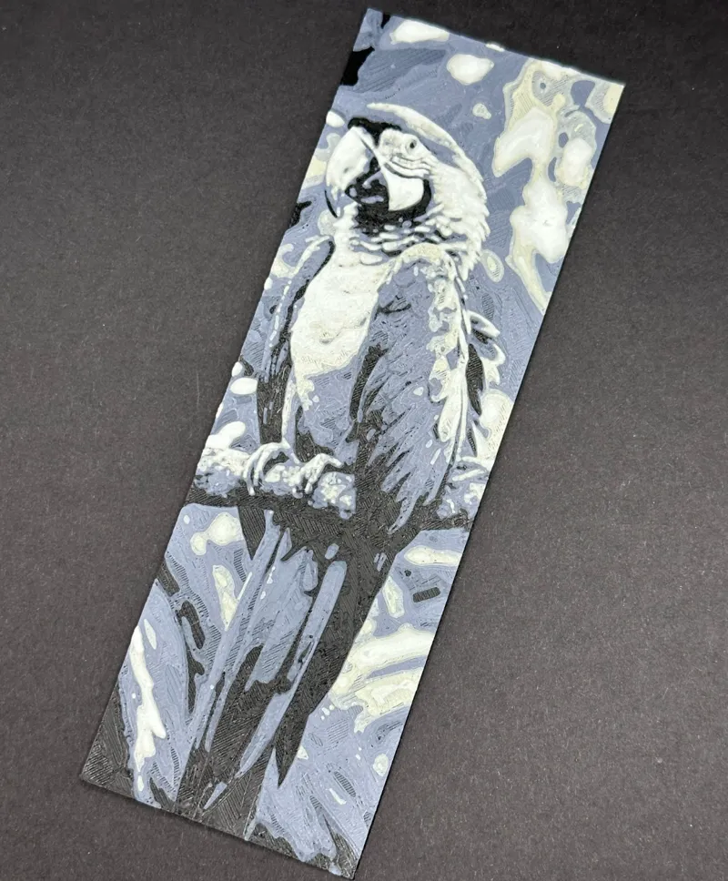 Hueforge Macaw Bookmark