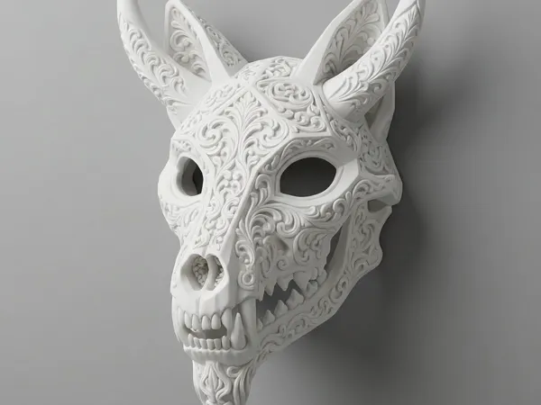 Masque crâne de renard cérémoniel