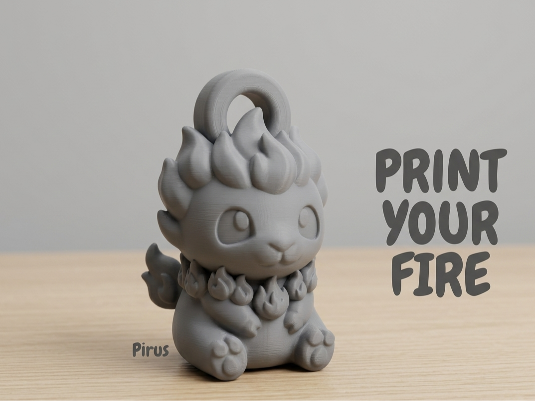 Fire Lion Chibi Keychain