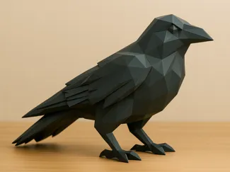 Raven lowpoly sculpture