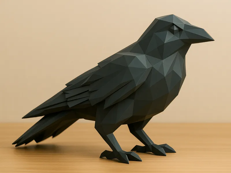 Raven lowpoly sculpture