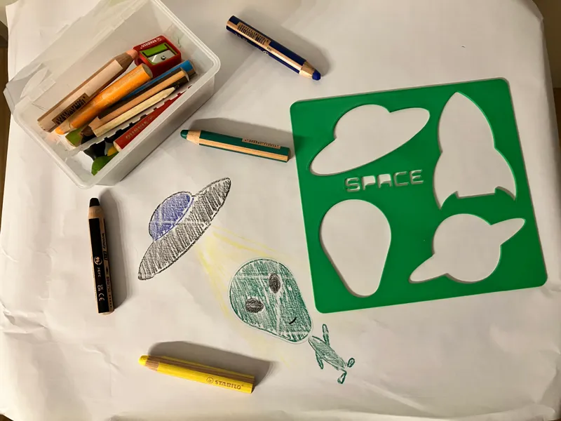 Space painting stencil for kids