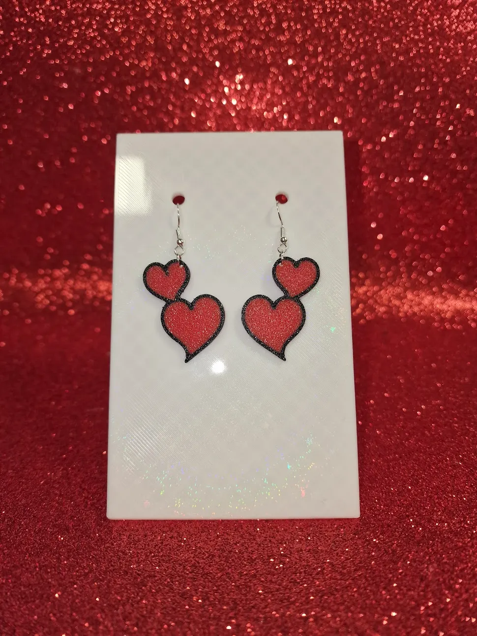 Double heart earrings view 2