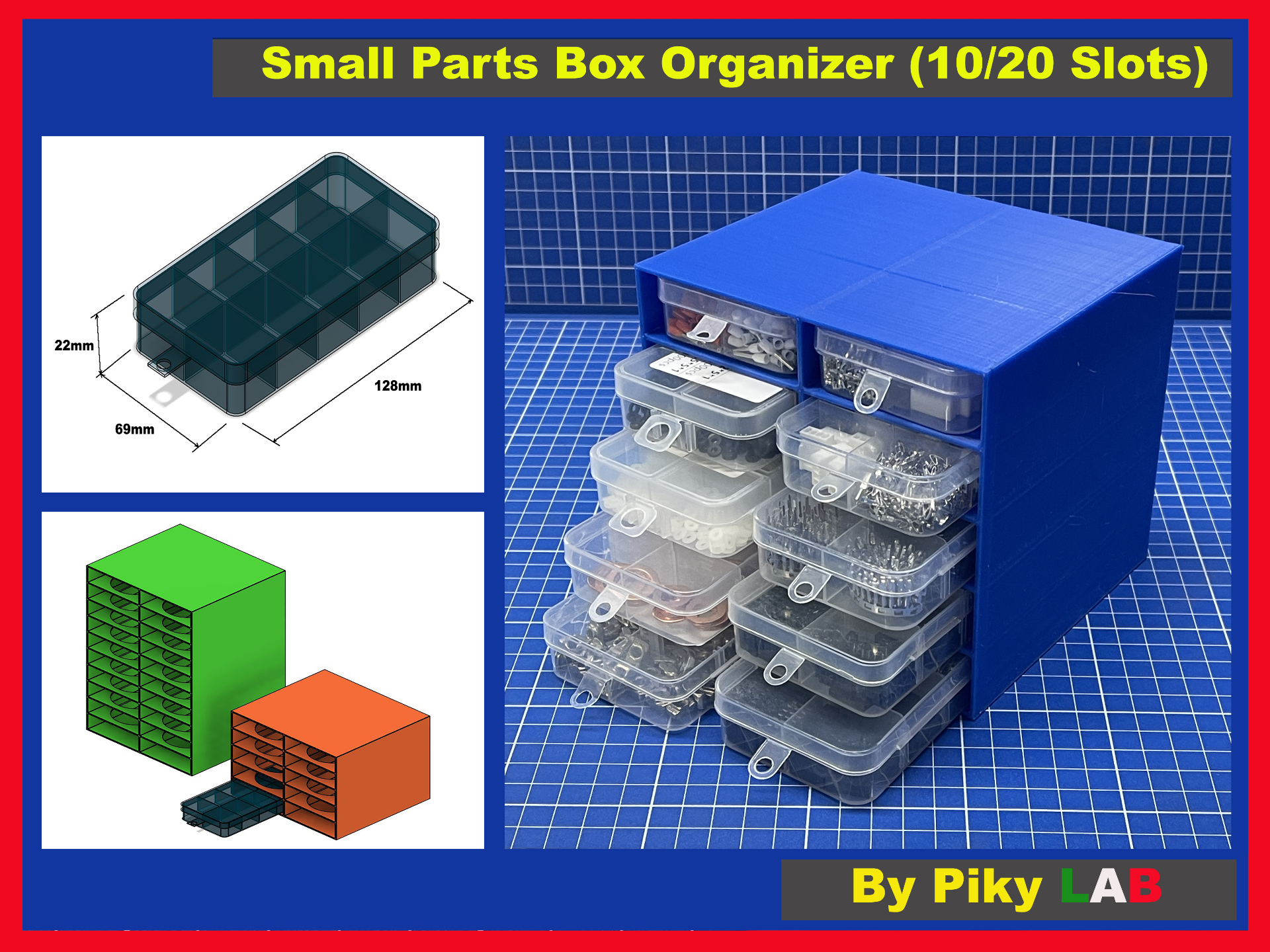 Small Parts Box Organizer (10/20 Slots)