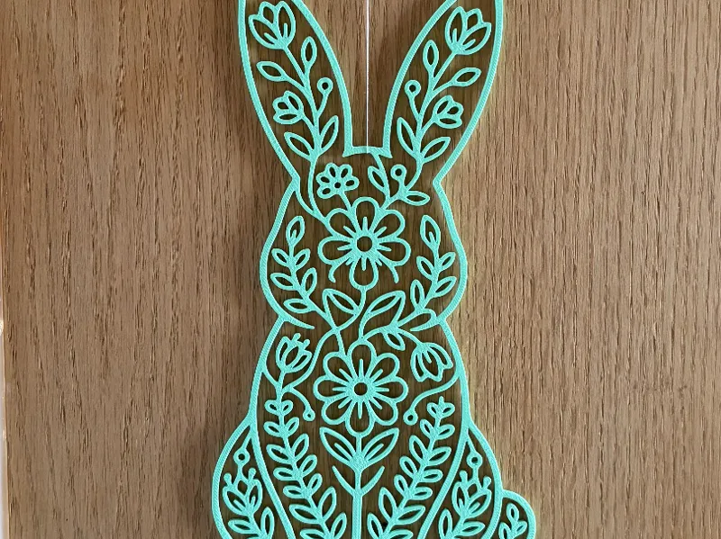 Floraler Osterhase Line Art Fensterbild