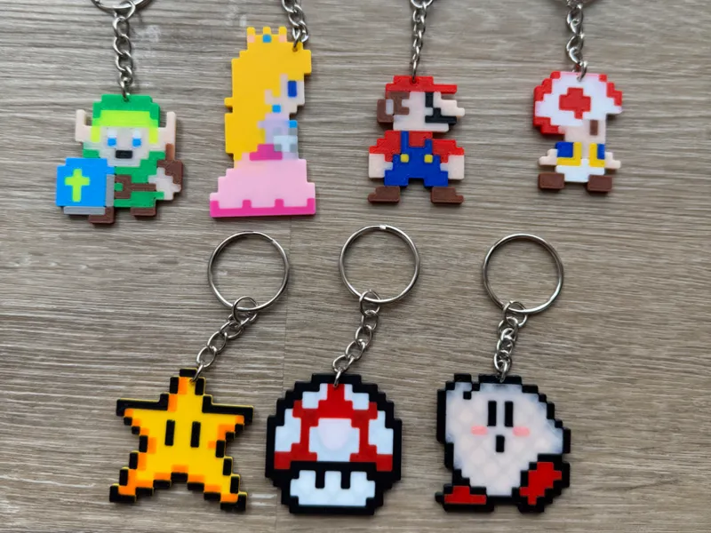 Retro 8 Bit Keychains