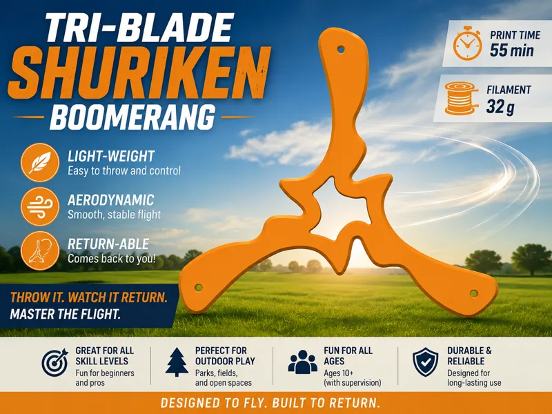 Tri-Blade Shuriken Boomerang