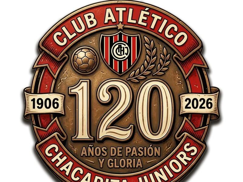 Escudo de los 120 años de Chacarita Juniors