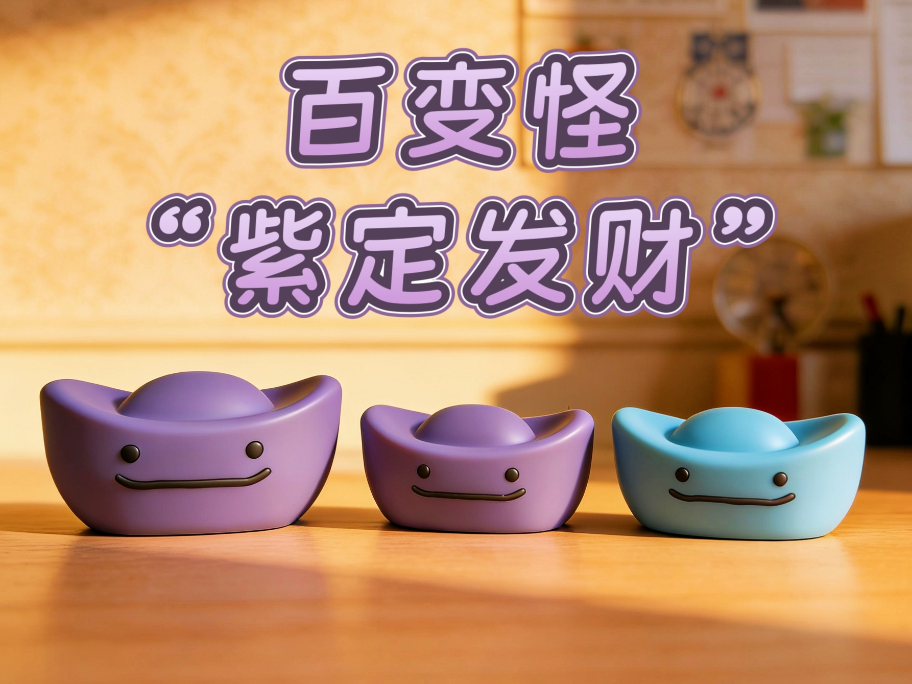 宝可梦“紫定发财”招财摆件（多色、单色）