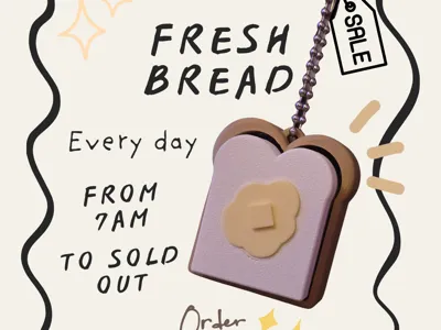 Butter Toast Clicker Keychain