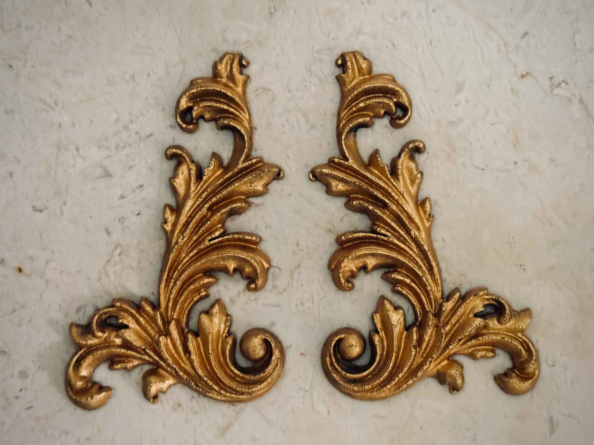 Rococo style gilt bronze foliate furniture mounts
