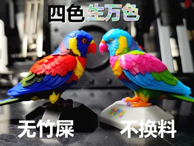 【Mugong Creation】CMYK Parrot: Four Colors Create Infinite Hues, Layered, Mixed, Multi-color Printing