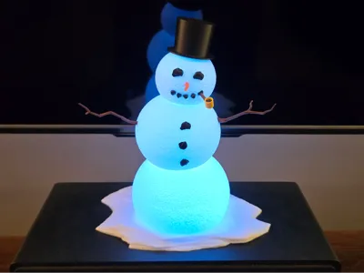 Light-Up Snowman w/ Corn Cob Pipe and Coal Details