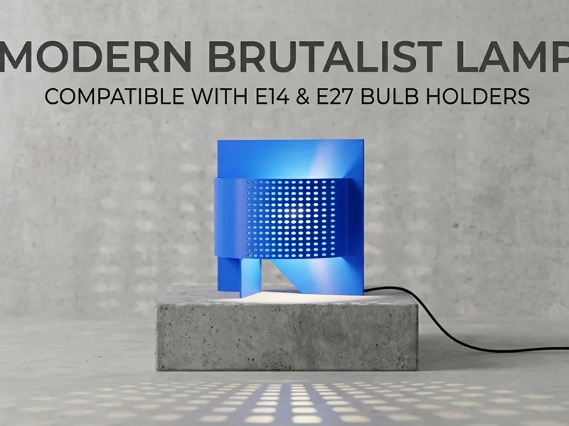 modern brutalist lamp for e14 or e27 light bulb