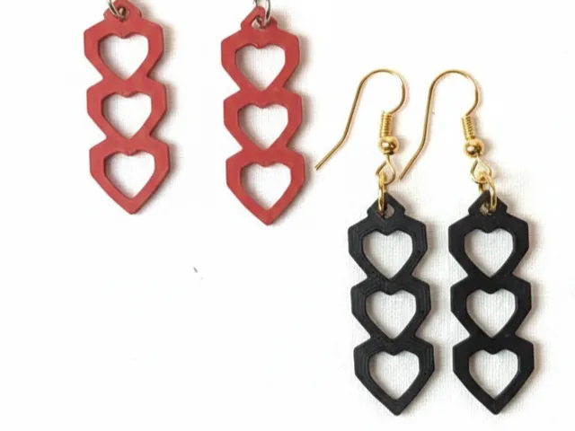 Triple Heart Low-Poly Earrings