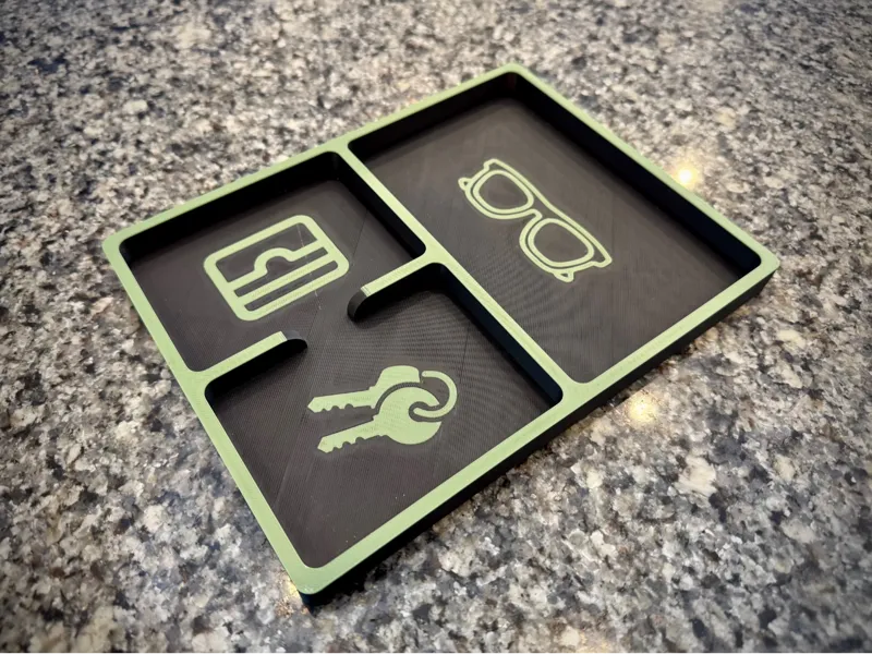Organizer for keys, wallet, and glasses