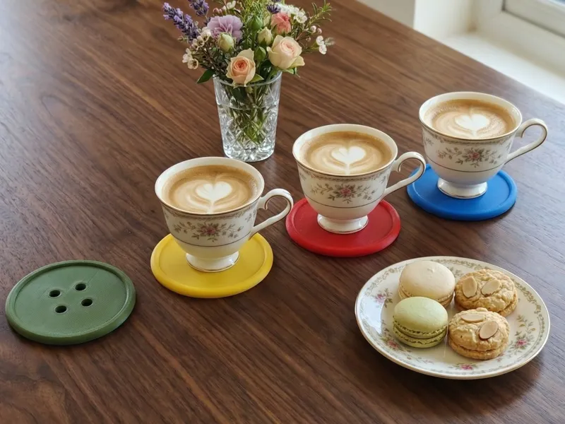 Button Cup Coaster - 2 Sizes (70mm & 90mm)