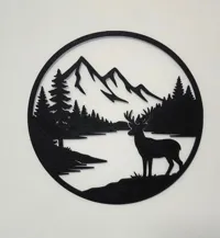 Silhouette murale cerf et montagne — photo 2