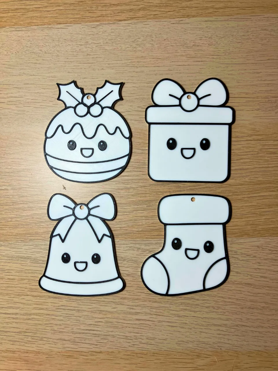Cute Christmas Colouring Ornaments - Free 3D Print Model - MakerWorld